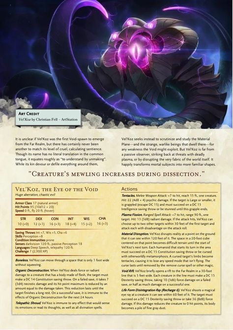 Dnd League Of Legends, Void Monster, Dungeons And Dragons Races, Dnd Stats, Dnd Classes, Dungeon Master's Guide, D D Monsters, Dungeons And Dragons Classes, Dnd Dragons