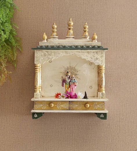 Wooden Mandap, Wall Shrine, Wall Shrines, Temple Hindu, Puja Ghar, Wall Decor Indian, Wooden Temple, Pooja Mandir, Indian Furniture