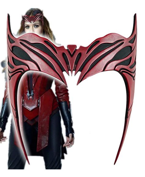 Wanda Maximoff ‘WandaVision’ Halloween Costume DIY – Hollywood Life Scarlet Witch Headpiece, Wanda Maximoff Costume, Horns Movie, Witch Headpiece, Red Tiara, Wandavision Wanda, Scarlet Witch Cosplay, Loki Cosplay, Easy Diy Costumes