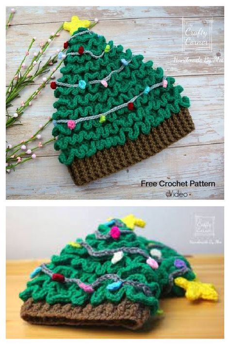 Christmas Tree HAT for ALL Free Crochet Patterns Crochet Christmas Tree Hat, Christmas Tree Beanie, Crochet Christmas Garland, Crochet Christmas Trees Pattern, Crochet Christmas Hats, Christmas Tree Hat, Crochet Christmas Tree, Christmas Crochet Patterns Free, Crochet Tree