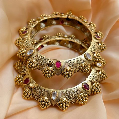 Gold Plated Temple Openable Bangles South Indian Kemp Work - Etsy India Bangles South Indian, Temple Bangles, Colour Wedding, Kundan Bangles, Antique Jewellery Designs, Stone Colour, Brass Bangle, Gold Bangles Design, Bangle Designs