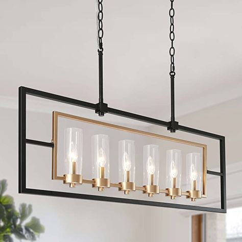 Linear Kitchen Island Lighting, Modern Farmhouse Chandelier, Modern Lighting Chandeliers, Rectangular Chandelier, Gold Pendant Lighting, Kitchen Island Chandelier, Island Chandelier, Linear Pendant Light, Island Pendant Lights