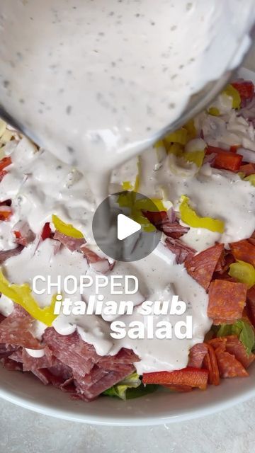 Erin Antoniak on Instagram: "classic italian sub chopped salad, i’m here for this 😍 we eat some of the best italian subs in the country right here in philly, it was my order of choice every single friday night growing up! this salad version is next level good, and tastes exactly like the sub with all the meats, cheeses, peppers, onion, oregano (key!!!), and creamy dressing. SO GOOD! 🫶🏻🫶🏻🫶🏻 full recipe is at the link in my profile 😊 #italiansub #hoagie #italianfood #choppedsalad #saladrecipe #saladideas #easyrecipe #healthyrecipe #saladbowl #dinnerrecipes #lowcarb #lowcarbrecipes #foodreels" Chopped Sub Salad, Sub Salad Recipes, Sub Salad, Italian Subs, Italian Sub, Creamy Dressing, Quick Healthy Meals, Chopped Salad, Quick Healthy