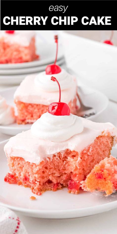 Cherry Chip Cake Mix, Cherry Chip Cake, Favorite Pie Recipes, Fruity Cake, Flamingo Cake, Cake Frosting Recipe, Cherry Cake, Favorite Pie, A Piece Of Cake