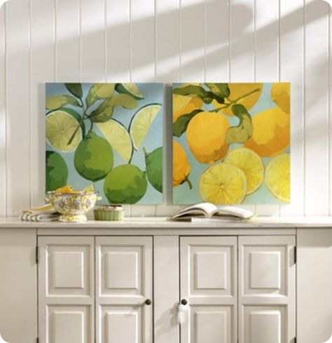 Lemons And Limes, Lemon Kitchen Decor, Kitchen Canvas, Lemon Painting, Lemon Art, Interior Paintings, Soyut Sanat Tabloları, Lemon Decor, Lemon Print