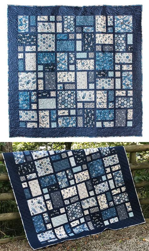 Indigo Quilt Patterns, Blue And Gray Quilts, Free Quilt Patterns For Men, Blue And White Quilts Patterns, Blue And White Quilts, Blue White Quilt, Pineapple Quilt Pattern, Blue Quilt Patterns, Japanese Quilt Patterns