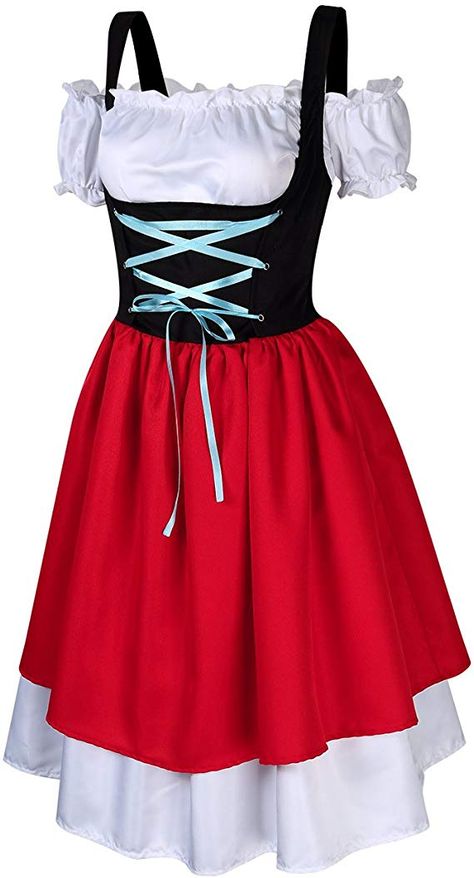 Amazon.com: GloryStar Women's German Dirndl Dress Costumes for Bavarian Oktoberfest Carnival Halloween: Clothing German Costume Women, Italy Traditional Clothing, Octoberfest Costume, German Clothes, Dirndl Dress Traditional, German Traditional Clothing, German Dirndl Dress, German Traditional Dress, Bavarian Costume