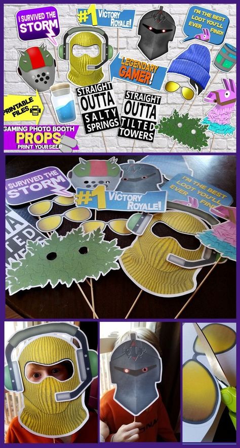 Gaming Photo, Photo Booth Printables, Printable Photo Props, Fortnite Birthday, Video Game Decor, Birthday Photo Booths, Video Games Birthday, 9th Birthday Parties, Photo Booths