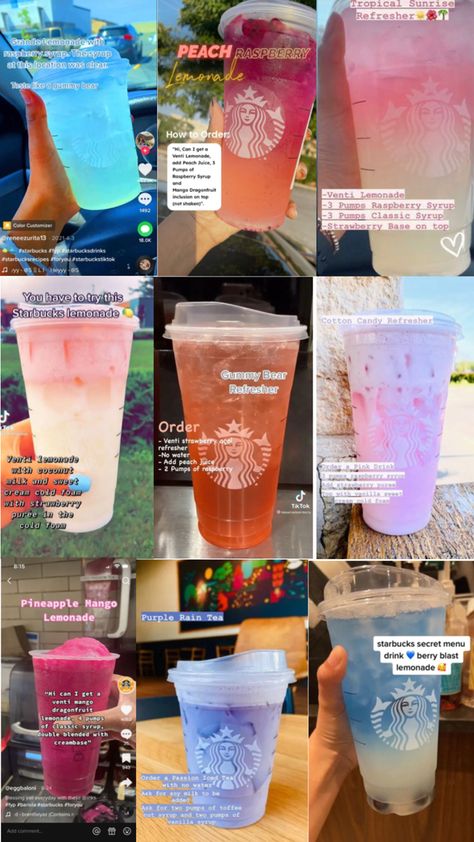 Starbucks drinks are the best Types Of Drinks, Starbucks Drink Menu, Sommer Mad, Starbucks Secret Menu Recipes, Fun Drink Recipe, Cold Starbucks Drinks, Secret Starbucks Recipes, Starbucks Drinks Diy, Iced Starbucks Drinks