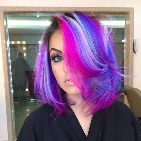 Absolutely love this!! Purple And Blue Hair, Mermaid Hair Color, Hair Colorful, Twisted Hair, Rainbow Hair Color, Creative Hair Color, Hair Color Crazy, Beautiful Hair Color, Pretty Hair Color