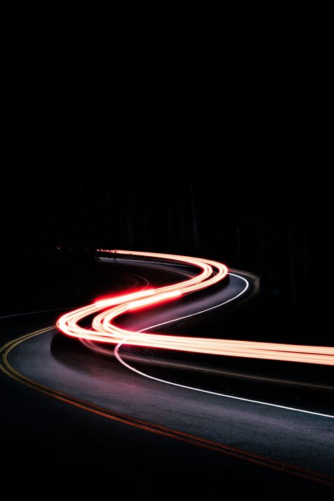 👉 Download Now For Free 🐙 Car Nature, Light Trail Photography, Long Exposure Photography, Light Trails, Neon Wallpaper, Winding Road, Iphone Camera, Night Photos, Apple Wallpaper