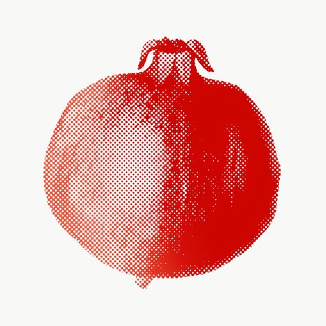 Halftone pomegranate design element  | free image by rawpixel.com / NingZk V. Pomegranate Design, Design Element, Free Image, Pomegranate, Google Search, Red, White, Design