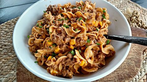 Taco Stroganoff - Cook'n with Mrs. G Taco Stroganoff, Ground Beef Cream Cheese, Nacho Dip, Mexican Tacos, How To Make Cheese, Pad Thai, Nachos, Japchae, Cheddar Cheese