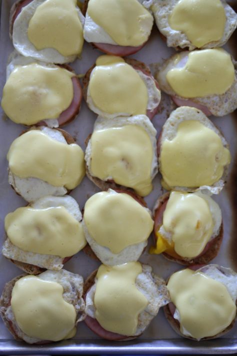 Eggs Benedict for a crowd Blender Hollandaise Sauce, Sheet Pan Eggs, Brunch Casserole Recipes, Blender Hollandaise, A Bountiful Kitchen, Easy Eggs Benedict, Bountiful Kitchen, Eggs Benny, Egg Benedict