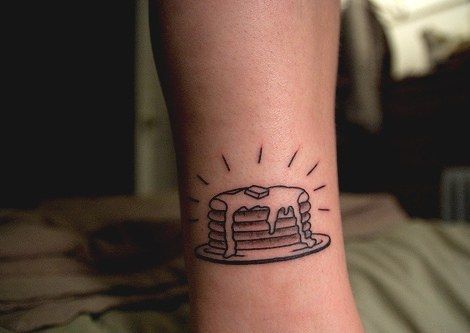 Pancake Tattoo Ideas, Pancake Tattoo Simple, Maple Syrup Tattoo, Pancake Tattoo, Cake Tattoo, Culinary Tattoos, Eating Pancakes, Canadian Tattoo, Canada Tattoo