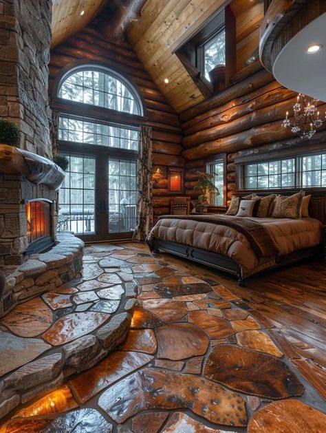 Log Houses Log House, Log Cabin Mansions, Cabin Mansion, Tennessee Cabins, Luxury Log Cabins, Gorgeous Bedrooms, Log Cabin Homes, Log, Cozy Cabin