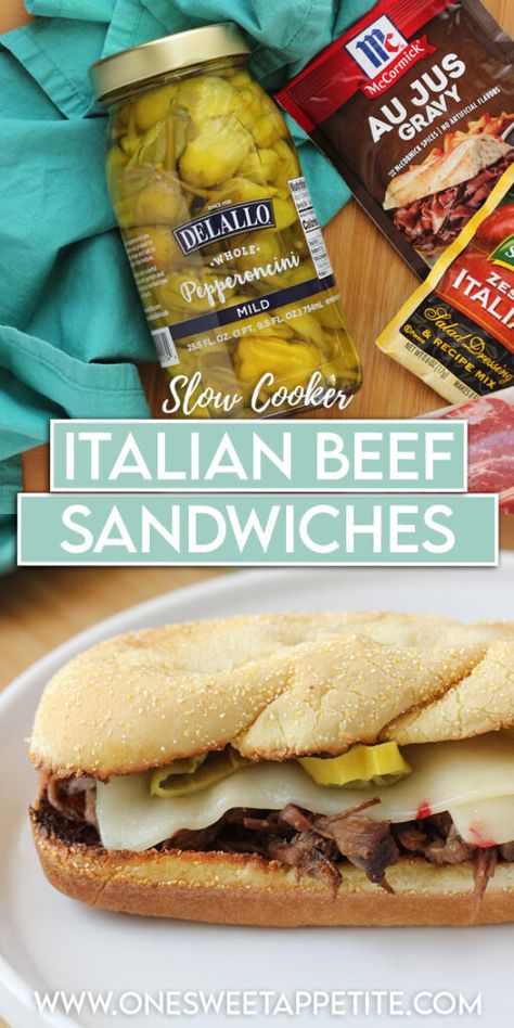 Slow Cooker Italian Beef Sandwiches, Italian Thanksgiving, Italian Beef Sandwich, Italian Beef Recipes, Hot Beef Sandwiches, Dinner Crockpot, Beef Sandwich Recipes, Slow Cooker Italian, Slow Cooker Italian Beef