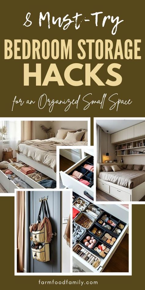 Top 8 Bedroom Storage Solutions for Small Spaces 20 Storage Hacks For Small Spaces, Storage Solutions For Small Spaces, Hacks For Small Spaces, Bedroom Storage Solutions, Storage Hacks Bedroom, Storage Hacks Diy, Storage Solutions Bedroom, Self Storage Units, Small Space Bedroom