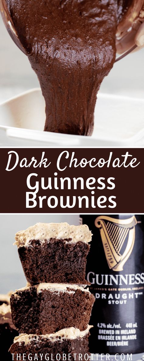 Guinness Brownies Food Network, Guiness Desserts St Pattys, Recipes Using Guinness Beer, Guinness Dessert Recipes, Guiness Brownies Easy, Guinness Desserts, Guinness Dessert, Guiness Brownies, Brownies With Icing