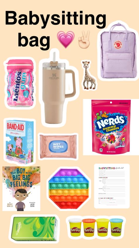 Whats In My Babysitting Bag, What’s In My Babysitting Bag, Fun Stuff To Do While Babysitting, Things To Put In Your Babysitting Bag, What To Put In A Babysitting Bag, What To Put In Your Babysitting Bag, Summer Babysitting Ideas, What To Pack In A Babysitting Bag, Nanny Bag Essentials