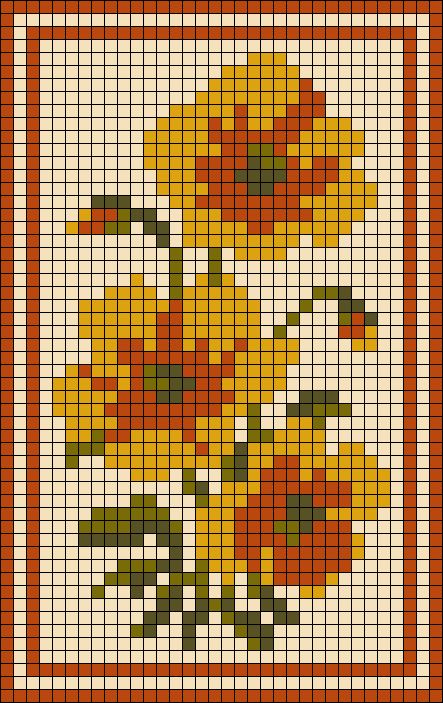 Grid Flower Pattern, Knitting Intarsia, Cross Stitch Grid, Alpha Pattern Grid, Flower Tapestry Crochet, Pixel Grid Crochet Pattern, Perler Bead Flower Patterns, Nature Pixel Art, Flower Alpha Pattern