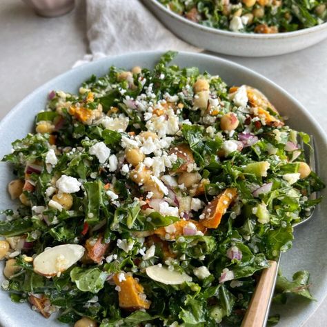 Grapefruit Vinaigrette, Sweet Potato Kale Salad, Potato Kale Salad, Sauteed Sweet Potatoes, Sweet Potato Kale, Satisfying Salads, Roasted Sweet Potato, Kurti Embroidery, Instagram Add