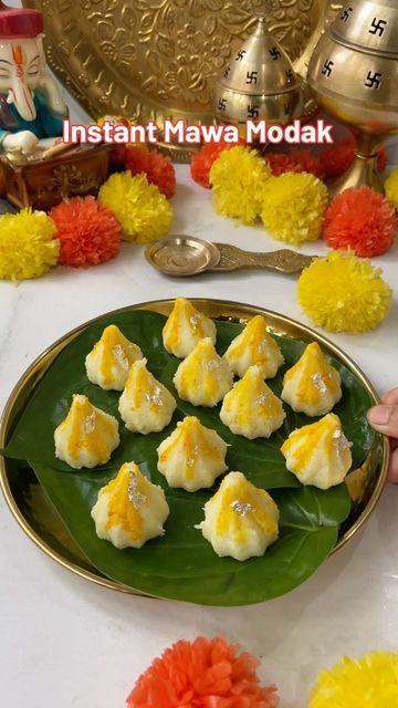 Tastytaleswith Rupal on Instagram: "✨Instant Mawa Modak ✨

Ingredients:-
Milk-1 cup
Milk powder -2 cups
Sugar-1/4 cup
Cardamom powder -1/4 tsp
Ghee-1 tbsp
Kesar - few strands 
Water
Silver verk

#modak #modakrecipe #mawamodak #ganeshchaturthi #foodreels #instareel #foodie #reelitfeelit #recipereel #reels #reelsinstagram #yummy #tasty#tradition #recipes #instant #instantmodak" Ganesh Chaturthi, Ghee