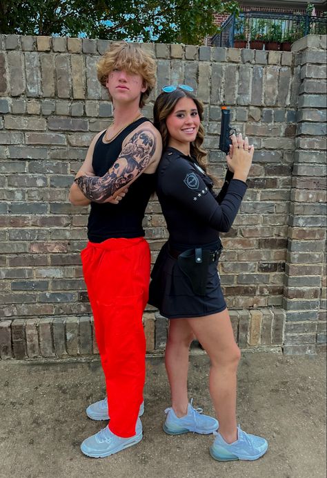 Robber Costume Men, Police And Robber Costume, Cops And Robbers Costume Couple, Cop And Robber Costume Couple, Cop And Robber Costume, Cop And Prisoner Costumes Couples, Cops And Robbers Costume, Cops And Prisoner Costume, Halloween Cop