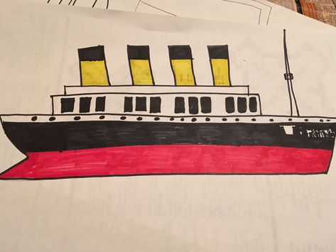 Titanic Drawing Titanic Drawing Easy, Titanic Drawing, Titanic Art, April Activities, Best Drawing Ideas, Number Drawing, Calligraphy Tattoo, Happy Birthday Design, Best Drawing