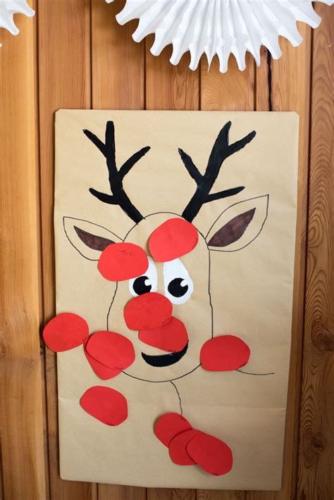 Preschool Christmas Crafts Reindeer, Pin Nose On Reindeer Game, Reindeer Games Preschool, Pin The Nose On The Reindeer, Reindeer Activities For Preschool, North Pole Activities Preschool, Reindeer Games For Kids, Christmas Themed Birthday Party, Preschool Christmas Games