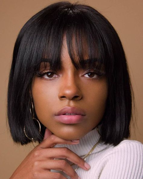 There are tricks and tips you can do to keep your bangs in check, no matter what. Sydney Graham, Weave Snatched, Chocolate Desert, Short Bobs With Bangs, Brazilian Straight Human Hair, Virgin Hair Wigs, Short Human Hair Wigs, Hair With Bangs, Bob With Bangs