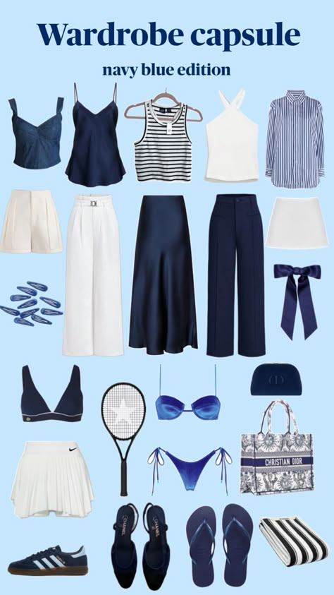 Navy edition Navy Capsule Wardrobe, Chic Capsule Wardrobe, Parisian Outfits, Capsule Wardrobe Casual, Capsule Wardrobe Women, Wardrobe Capsule, Fashion Capsule Wardrobe, Classic Style Outfits, Summer Capsule Wardrobe