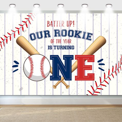 PRICES MAY VARY. 【Rookie of The Year 1st Baby Party Decor】1 piece baseball themed 1st backdrop. The backdrop has a perfect size is 71x47in / 180x120cm. Large enough to decorate your baby’s birthday party. 【Adorable 1st Birthday Party Decoration】This baseball 1st birthday backdrop is made of oxford fabrics with vibrant printing. It’s soft, breathable, durable, and lightweight. 【Eye-catching Baseball Themed Design】On the base of baseball, we chose the classical baseball-themed colors(red, blue, wh 1st Birthday Decoration, Baseball Party Decorations, 1st Birthday Backdrop, First Birthday Party Decor, Baseball Theme Birthday, Baseball First Birthday, Baseball Banner, Old Decor, Baseball Birthday Party