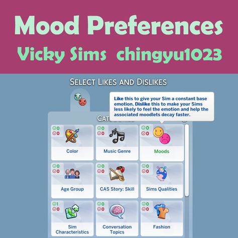 Mood Custom Preferences | Patreon Sims Traits, My Strength And Weakness, Sims 4 Traits, Play Sims 4, Sims 4 Game Mods, Play Sims, Likes And Dislikes, Sims 4 Update, Los Sims