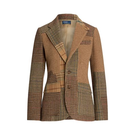 Patchwork Herringbone Tweed Blazer Ralph Lauren Tweed Coat, Patchwork Blazer, Sweatpants And Sweater, Wimbledon Fashion, Womens Tweed, Herringbone Tweed, Tweed Coat, Womens Blazers, Elbow Patches