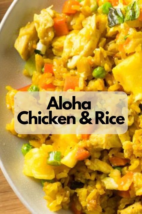 Hawaiian Chicken With Rice, Chicken Rice Pineapple Casserole, Aloha Pineapple Chicken Rice Casserole, Pineapple Chicken And Rice Casserole, Chicken Pineapple Rice Recipe, Crushed Pineapple Recipes Dinner, Hawaiian Chicken And Rice, Aloha Chicken And Rice, Baked Pineapple Chicken