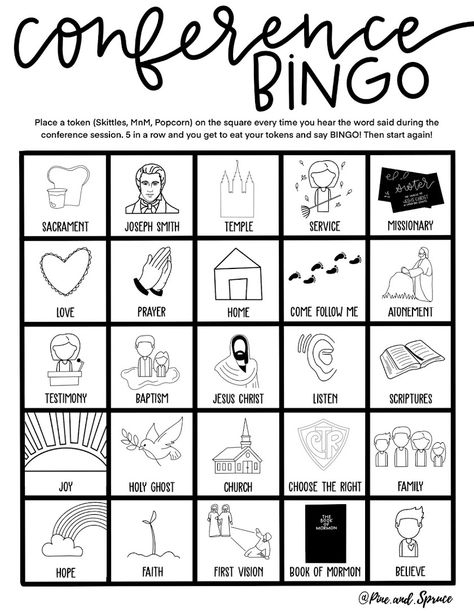 General Conference April 2020 - Picture Bingo #3 Lds Conference Activities, Conference Bingo, General Conference Activities For Kids, Picture Bingo, General Conference Activities, Lds Conference, Bingo For Kids, Activity Day Girls, Bingo Sheets