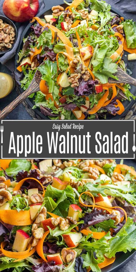 Walnut Salad Recipe, Honey Dijon Dressing, Apple Walnut Salad, Dijon Dressing, Apple Walnut, Spinach Strawberry Salad, Honey Dijon, Side Dish Recipes Easy, Walnut Salad