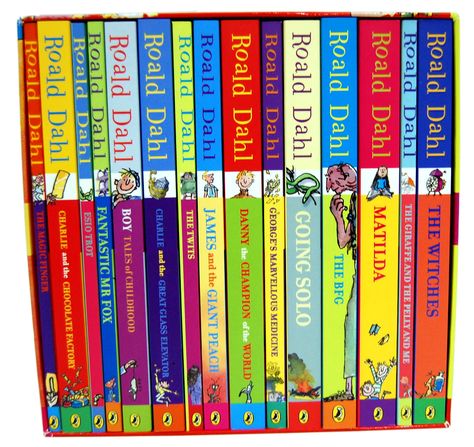 I want this whole set!  My favorites were The BFG, Matilda and The Witches... what were yours? Roahl Dahl, The Witches Roald Dahl, Roald Dahl The Twits, Roald Dahl Day, Matilda Roald Dahl, Roald Dahl Books, Book Spines, The Twits, Quentin Blake