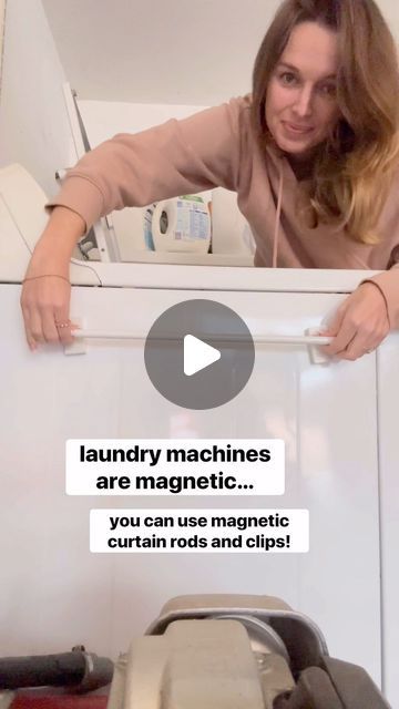 maggie mcgaugh on Instagram: "🤯 use magnets, hooks, clips… comment LINK for my favorite magnetic gadgets. throw them on your laundry machines for easy storage, organization, and air drying space! 👚 you can also steal some things from your fridge 😉 
Link is affiliate but not sponsored— I paid full price for everything you see here." Magnetic Curtain Rods, Easy Storage, Laundry Machine, Curtain Rods, Storage Organization, My Favorite, Magnets, Gadgets, Canning