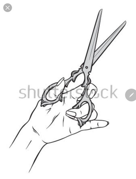 Scissor in hand Hands With Scissors Reference, Scissors Reference Drawing, Hand With Scissors Drawing, Hair Scissors Drawing, Scissors Art Illustration, Hand Holding Scissors Drawing, Holding Scissors Reference Drawing, Person Holding Scissors Reference, Person Holding Scissors