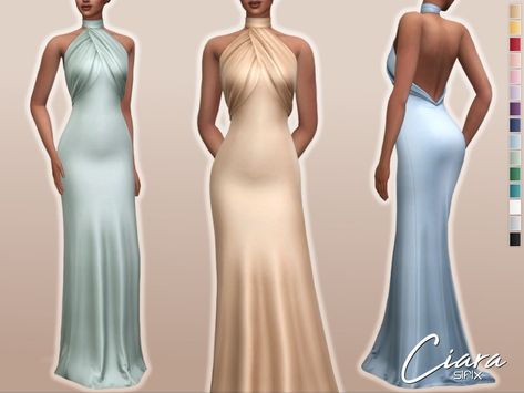 Sifix's Ciara Dress Prom Dresses Sims 4 Cc, Sims 4 Wedding Dress, Feminine Clothes, Sims Medieval, Cc Sims4, Sims Clothes, Cc Clothes, Pelo Sims, Sims 4 Teen