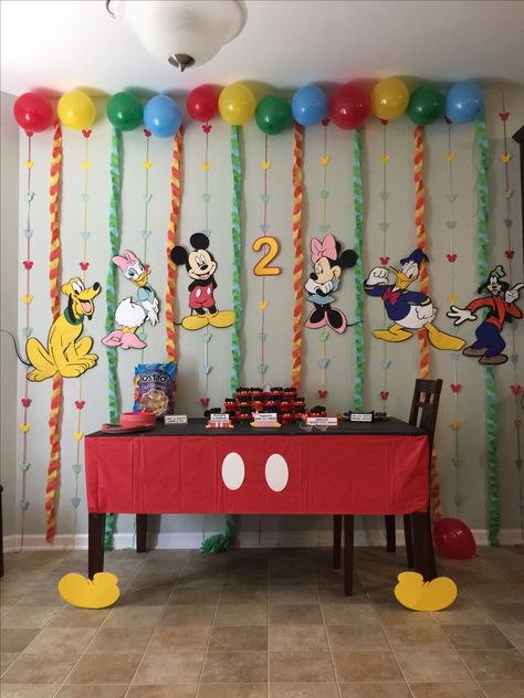 Mickey Mouse Clubhouse Party Mickey Mouse Clubhouse Birthday Party Decorations, Mickey Mouse Birthday Decorations, Mickey 1st Birthdays, Mickey Mouse Bday, Twodles Birthday, Mickey Mouse Themed Birthday Party, Fiesta Mickey Mouse, Mickey Mouse First Birthday, Mickey Mouse Clubhouse Birthday Party