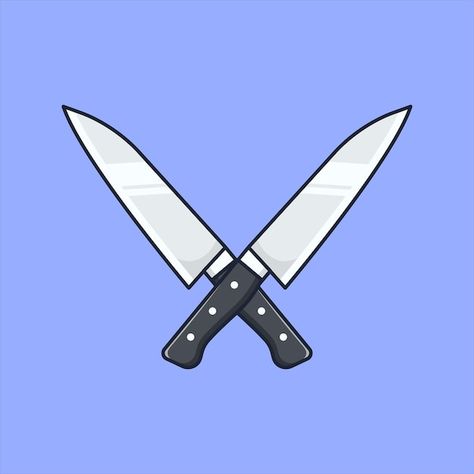 Double kitchen knife cartoon icon vector... | Premium Vector #Freepik #vector #knife #object #kitchen-knife #chef-knife Cartoon Knife, Drawing Knife, Knife Cartoon, Knife Illustration, Knife Drawing, Chopping Knife, Double Kitchen, Aphmau Fan Art, Food Icon