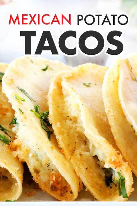 Fried Potato Tacos, Crispy Potato Tacos, Mexican Potatoes, Fried Tacos, Easy Dinner Options, Authentic Mexican Recipes, Fried Potato, Potato Tacos, Easy Vegetarian Dinner