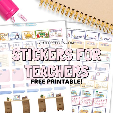 Teacher Planner For 2020 - 2021 - Free Printable! - Cute Freebies For You Free School Planner Printables, Free School Planner, School Planner Printables, Teacher Binder Printables Free, Free Teacher Binder, Teacher Planner Ideas, Free Lesson Planner, Teacher Planner Stickers, Best Teacher Planner