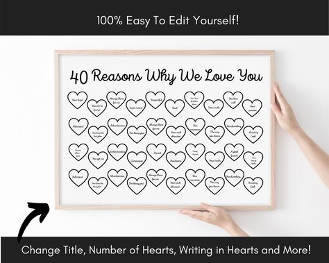 30 Things We Love About You, 40 Reasons Why We Love You, Custom Wedding Gift Ideas, Moms 60th, Reasons I Love You, Reasons Why I Love You, 30th Birthday Gift, Bday Gifts, I Love My Daughter