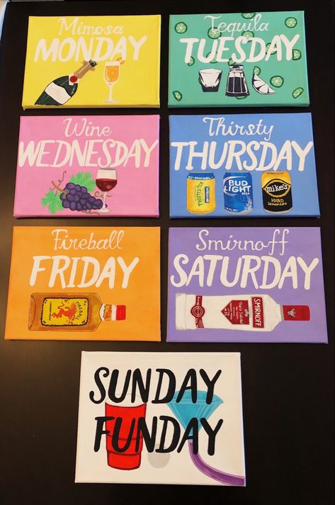 Funny Canvas Painting Ideas College, Drinking Painting Ideas, Alcohol Canvas Painting, Alcohol Painting Ideas, Tequila Tuesday, Dorm Canvas, Diy Beer Pong Table, Alcohol Games, Diy Party Games