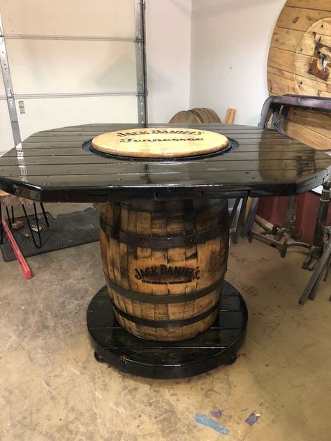 Custom Made to Order Whiskey Barrel Tables Silo Bar, Barrel Tables, Pub Height Table, Whiskey Barrel Sink, Whiskey Barrel Table, Wine Barrel Crafts, Barrel Sink, Wine Barrel Table, Barrel Ideas