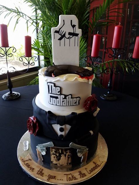 The Godfather Cake Father Birthday Party Ideas, Godfather Cake, Proposal Cakes Ideas, Birthday Cake For Father, Mafia Party, Johnny Cake, Realistic Cakes, Birthday Goals, 21st Birthday Cakes